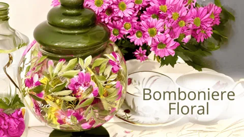 Bomboniere de vidro pintada com flores