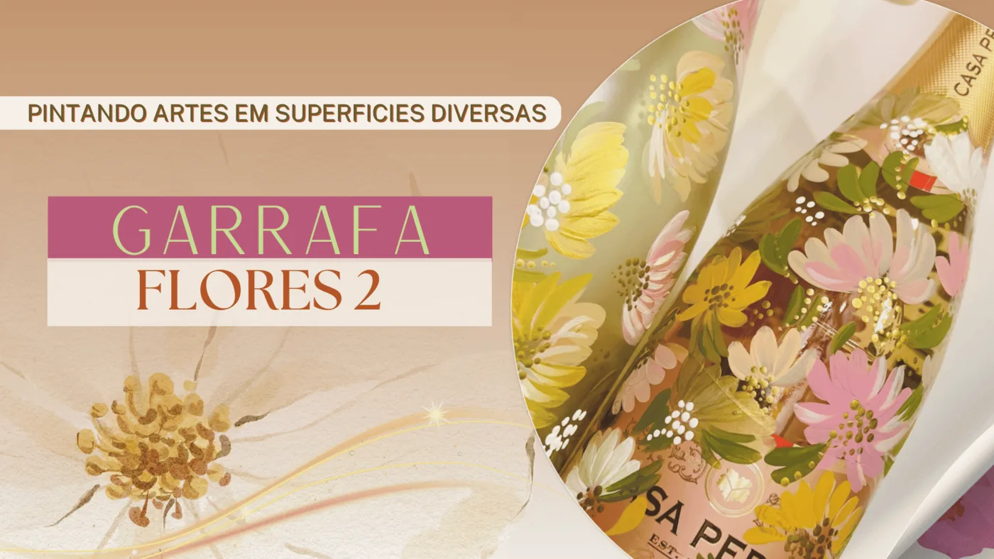 Garrafa pintada à mão com flores