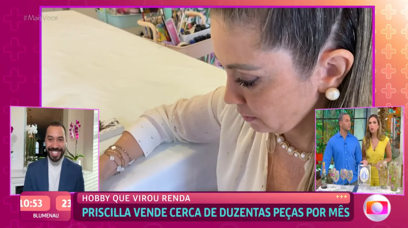 Pri Ferraz no programa Mais Você, da TV Globo
